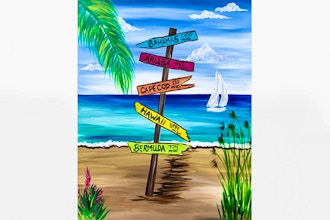 Paint Nite: Beach Sign to Paradise